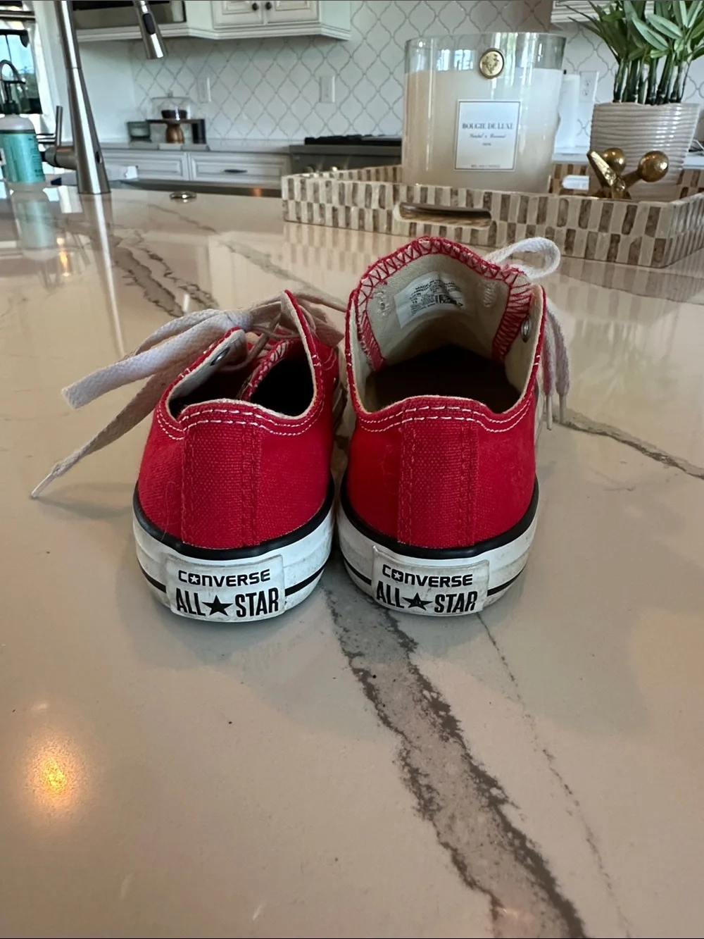 Converse Kids Red Low-Top Sneakers with White Laces
